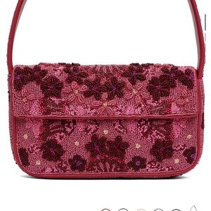 STAUD Pink Beaded Shoulder Bag